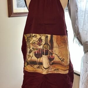 Wine-Themed Burgundy Apron